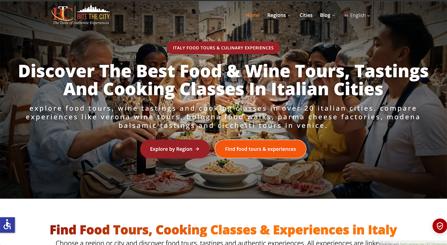 Anteprima del sito Bite The City — Italy Food Tours